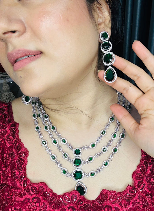 Ad layered in green and ruby